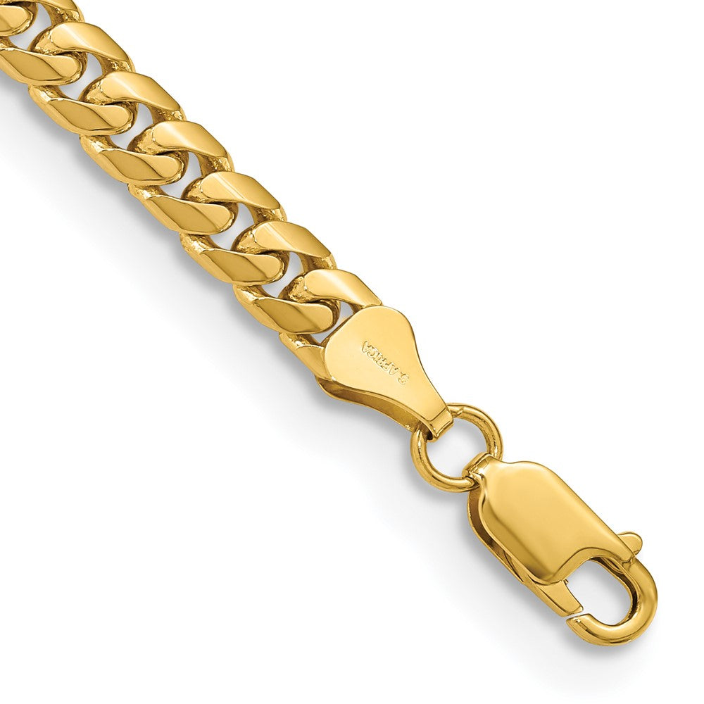 14K Gelbgold 5.5mm Massiv Miami Kubanisch Glieder mit Karabinerverschluss Gliederarmband