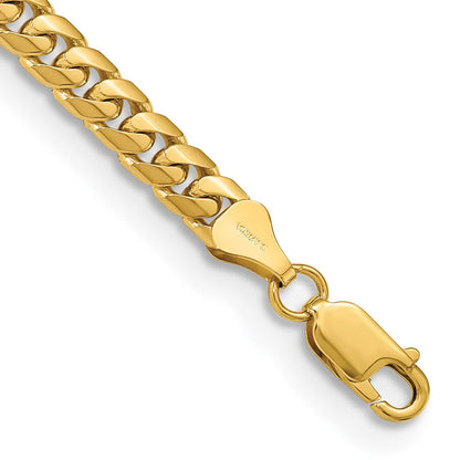 14K Gelbgold 5.5mm Massiv Miami Kubanisch Glieder mit Karabinerverschluss Gliederarmband
