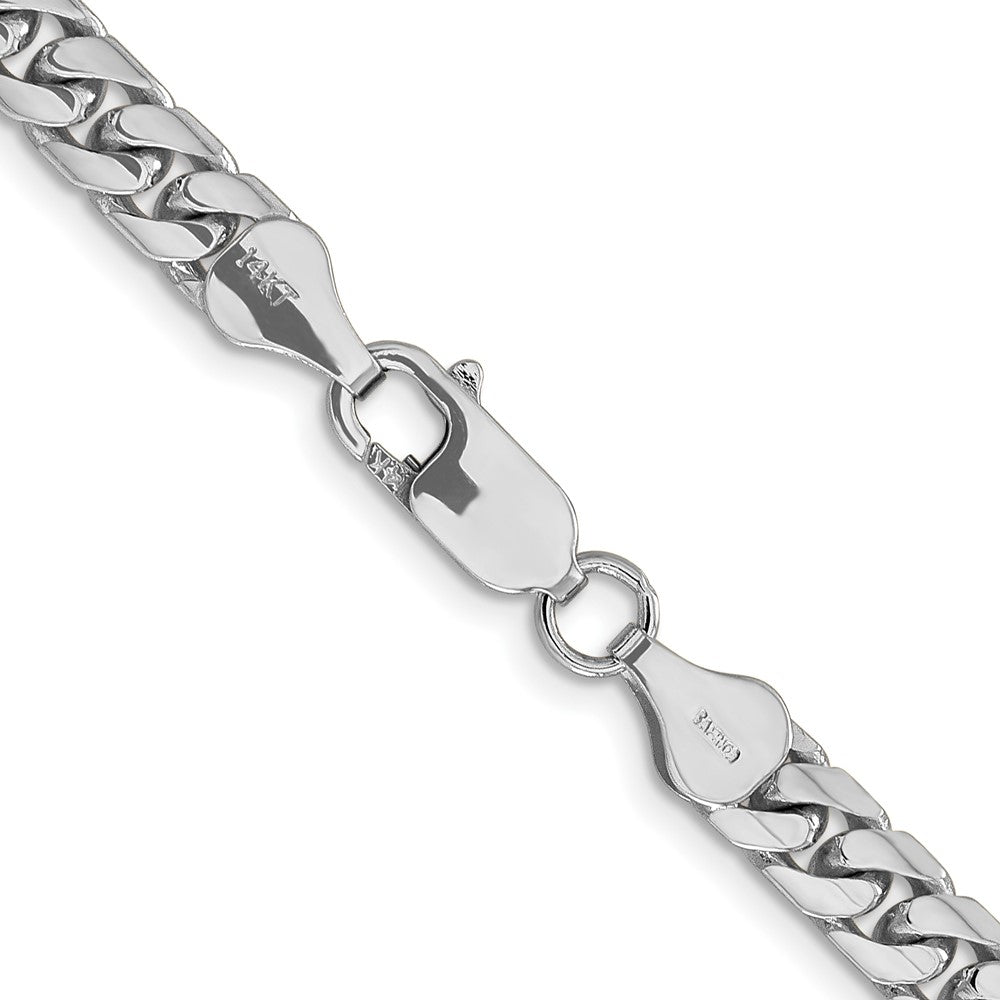 14K Weißgold 5.5mm Massiv Miami Kubanisch Glieder mit Karabinerverschluss Halskette