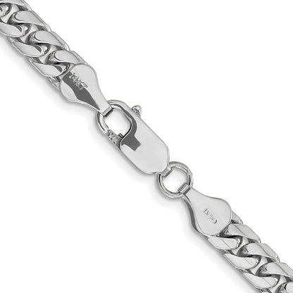 14K Weißgold 5.5mm Massiv Miami Kubanisch Glieder mit Karabinerverschluss Halskette