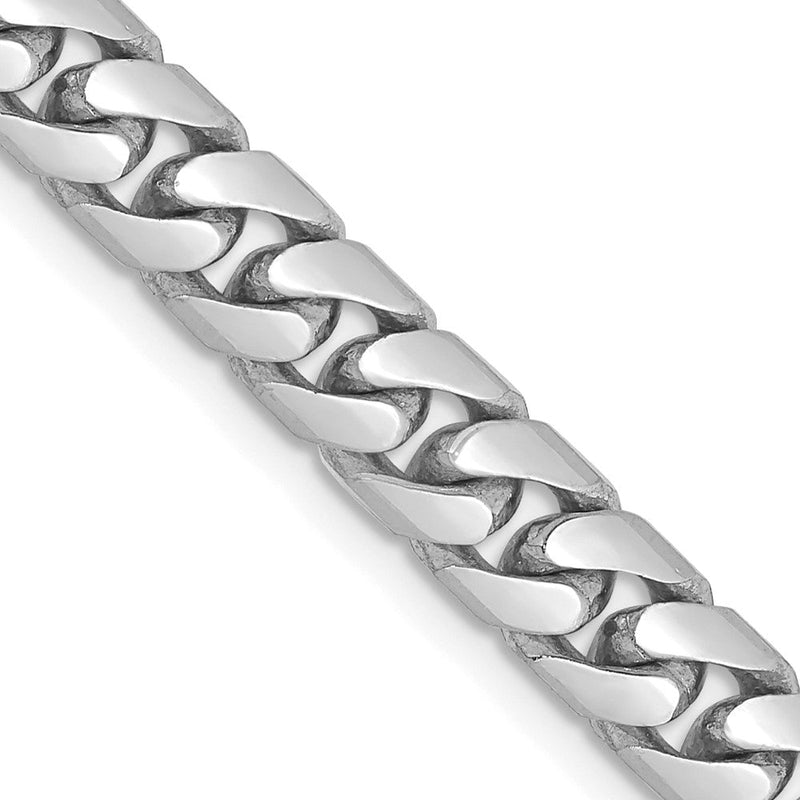 14K Weißgold 5.5mm Massiv Miami Kubanisch Glieder mit Karabinerverschluss Halskette