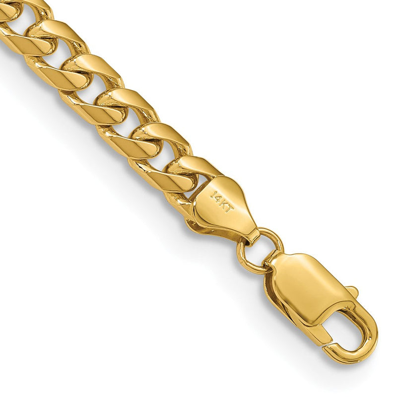 14K Gelbgold 6.25mm Massiv Miami Kubanisch Glieder mit Karabinerverschluss Gliederarmband