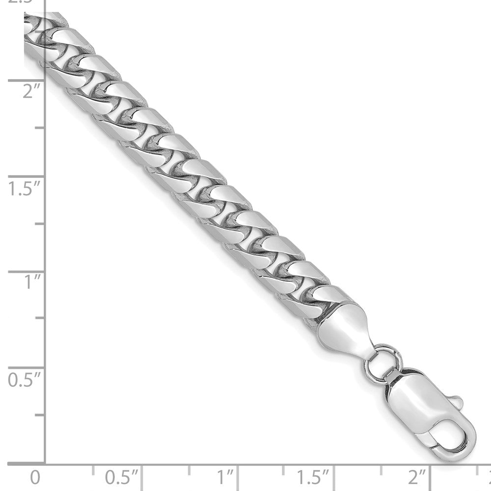 14K Weißgold Wg 6.25mm Massiv Miami Kubanisch Gliederarmband