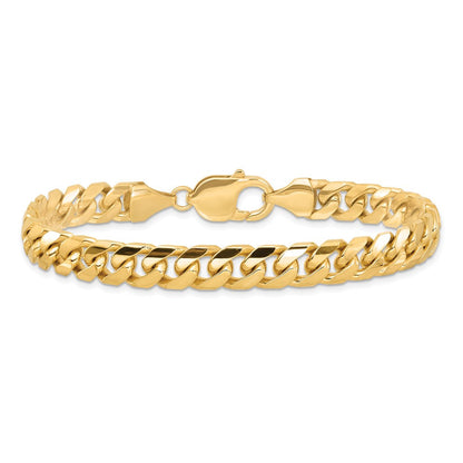 Massiv 14K Gelbgold 8mm Massiv Miami Kubanisch Glieder Gliederarmband Herren Schmuck