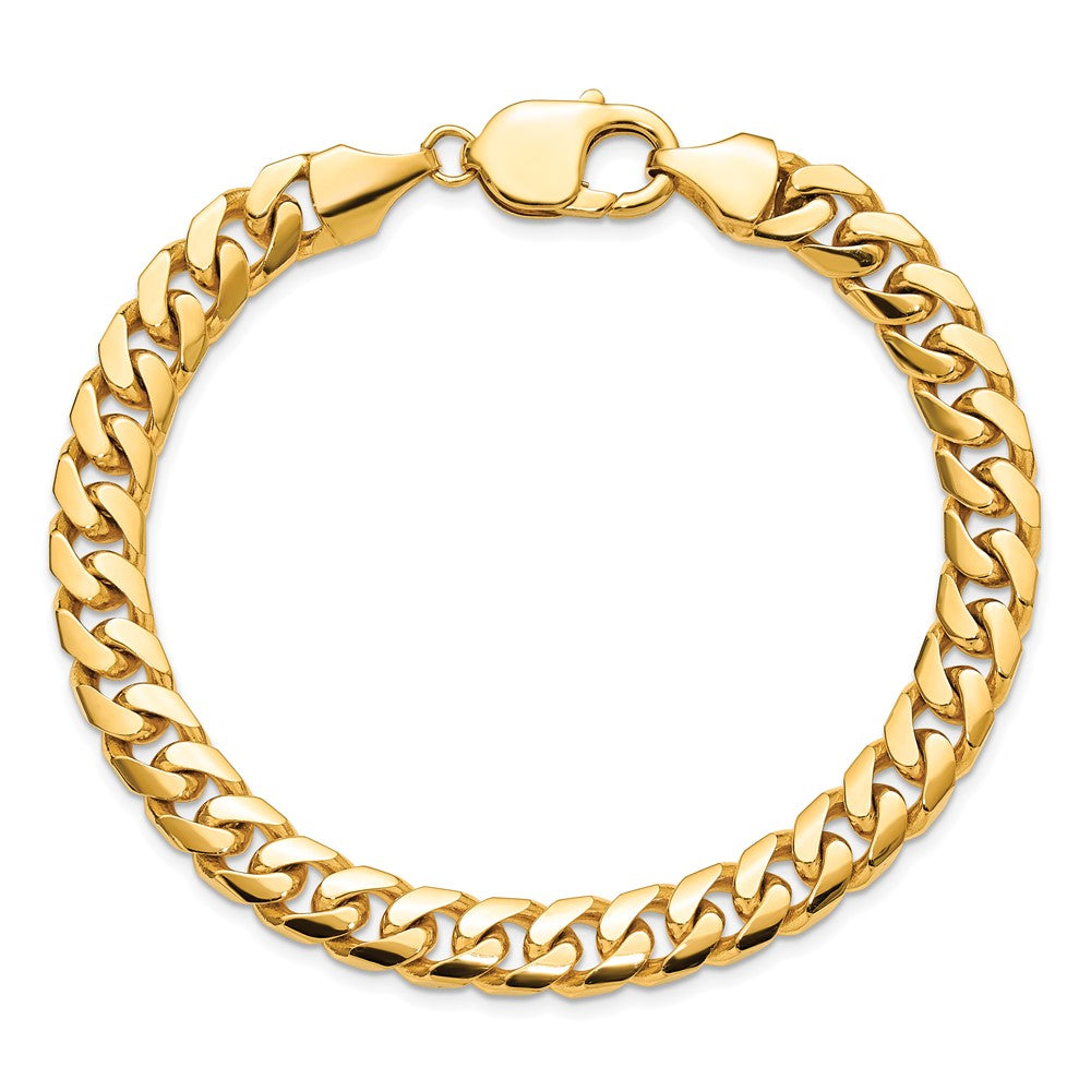 Massiv 14K Gelbgold 8mm Massiv Miami Kubanisch Glieder Gliederarmband Herren Schmuck