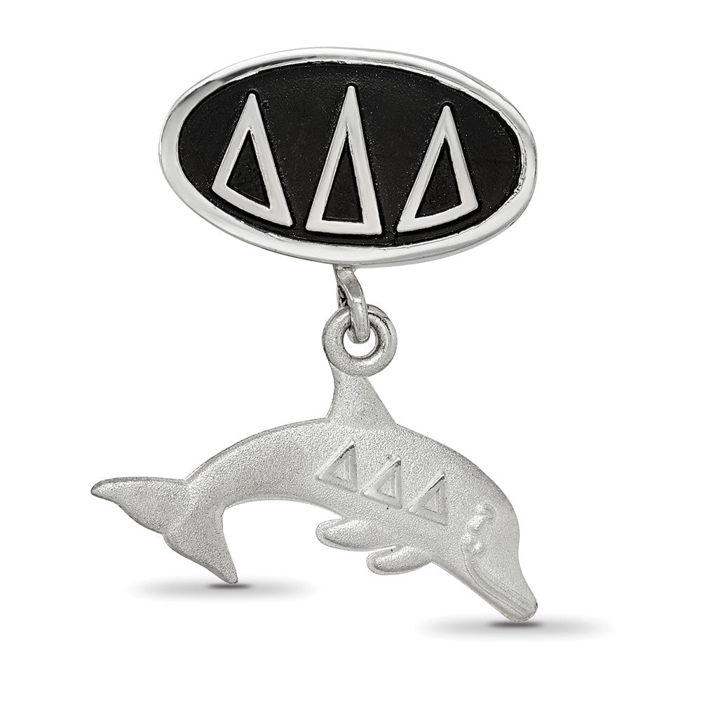 Sterlingsilber Logoart Delta Oval mit Delfin Hängend Perle
