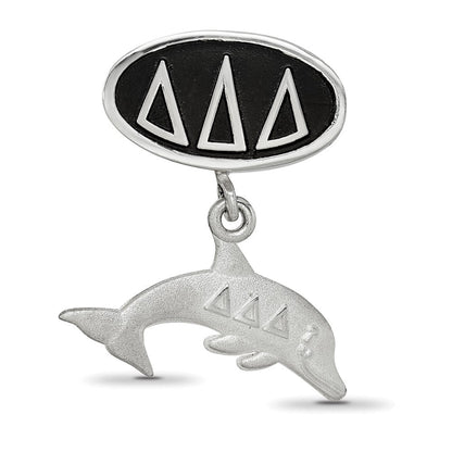 Sterlingsilber Logoart Delta Oval mit Delfin Hängend Perle