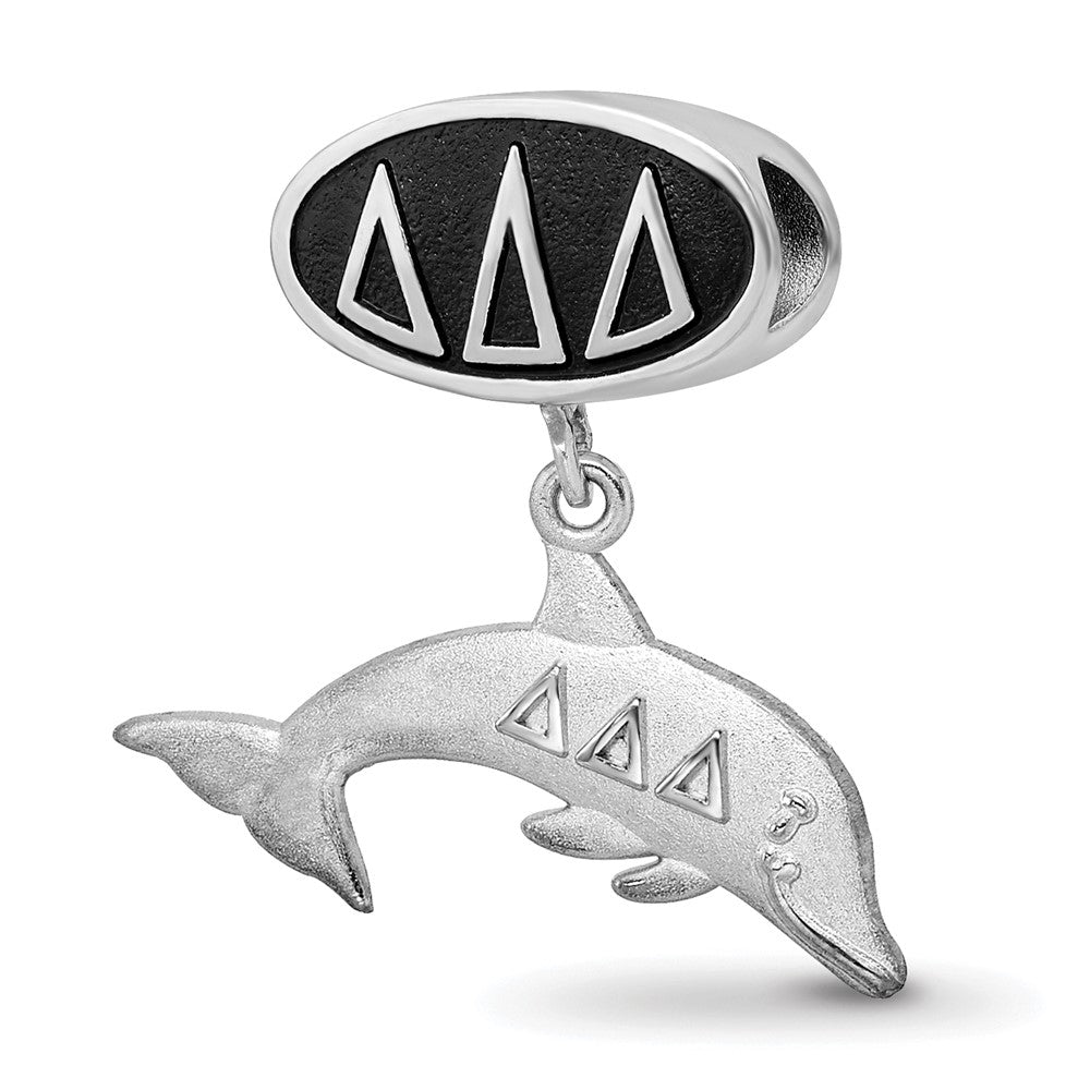 Sterlingsilber Logoart Delta Oval mit Delfin Hängend Perle