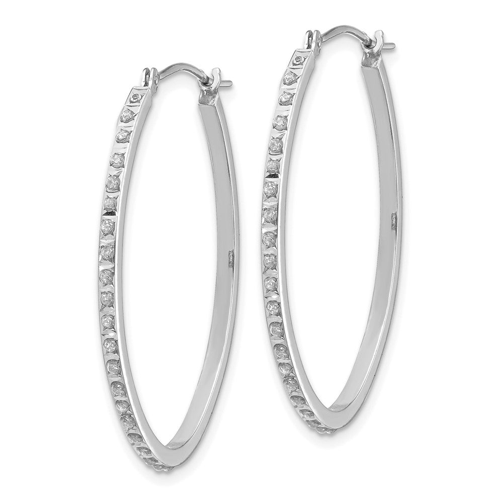 14K Weißgold Diamant Fascination Oval Klappbar Creolen
