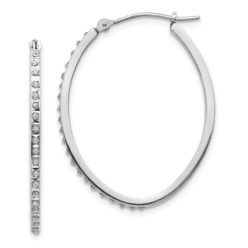 14K Weißgold Diamant Fascination Oval Klappbar Creolen