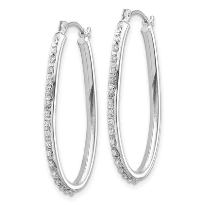 14K Weißgold Diamant Fascination Oval Klappbar Creolen