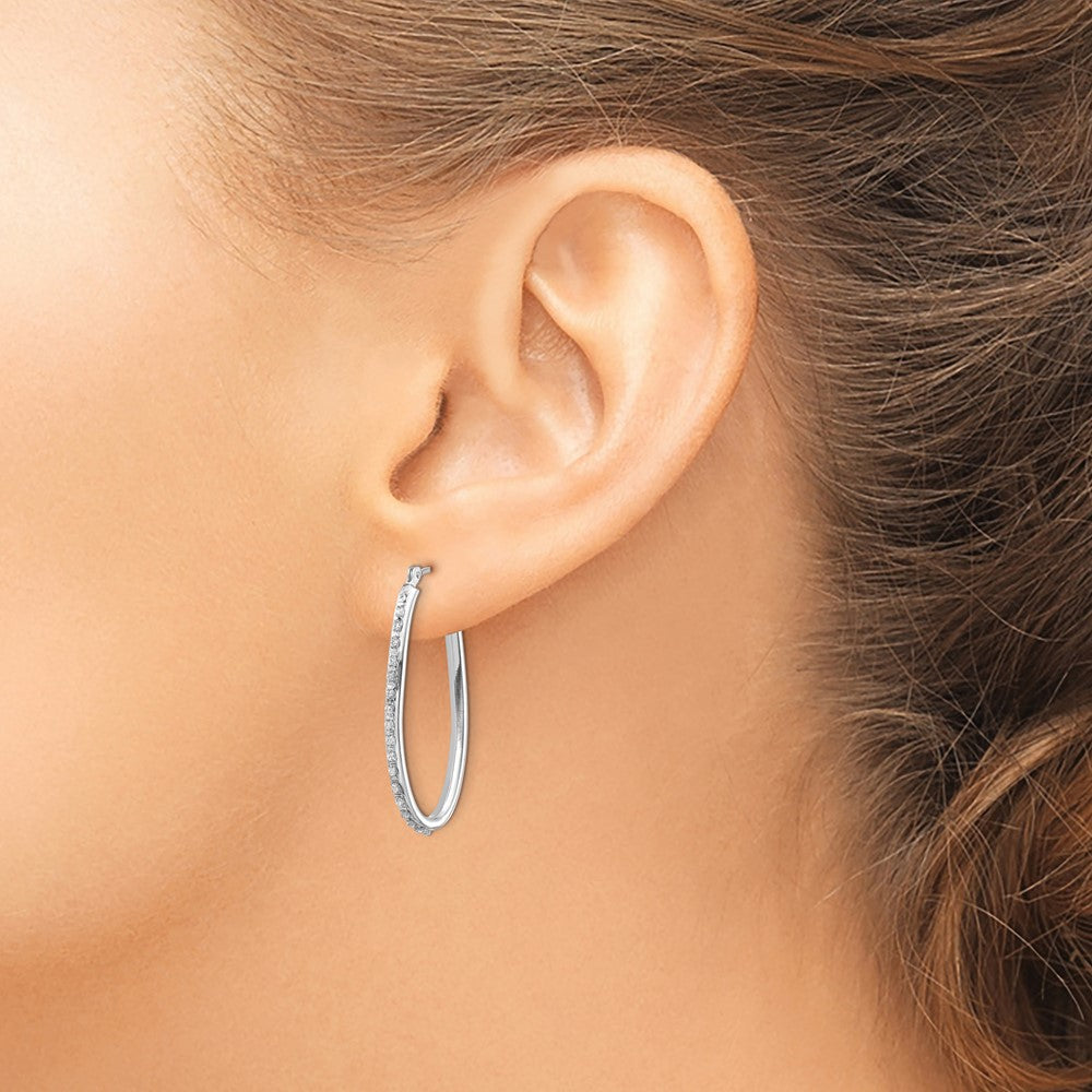 14K Weißgold Diamant Fascination Oval Klappbar Creolen