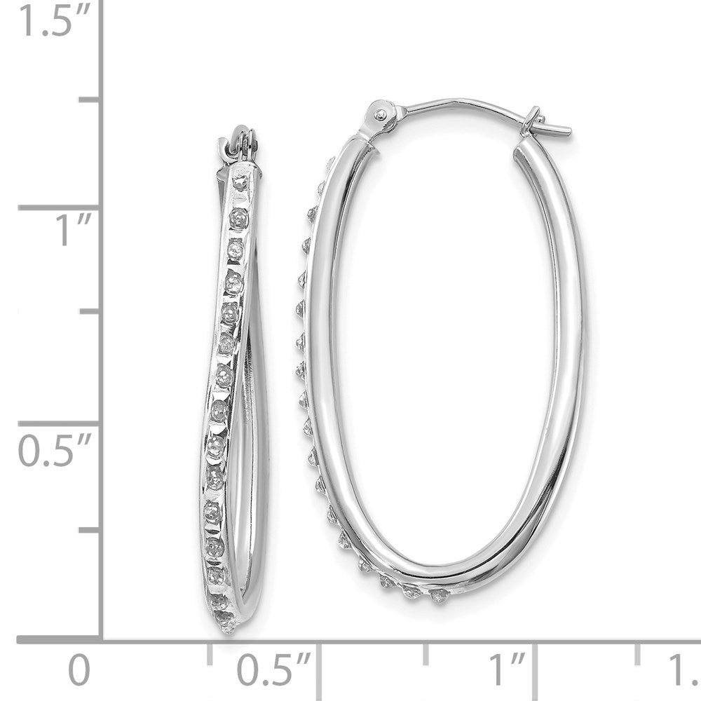 14K Weißgold Diamant Fascination Oval Klappbar Creolen