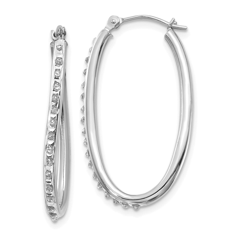 14K Weißgold Diamant Fascination Oval Klappbar Creolen