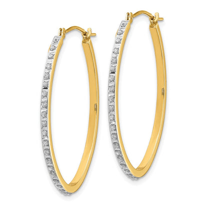 14K Gelbgold Diamant Fascination Oval Klappbar Creolen