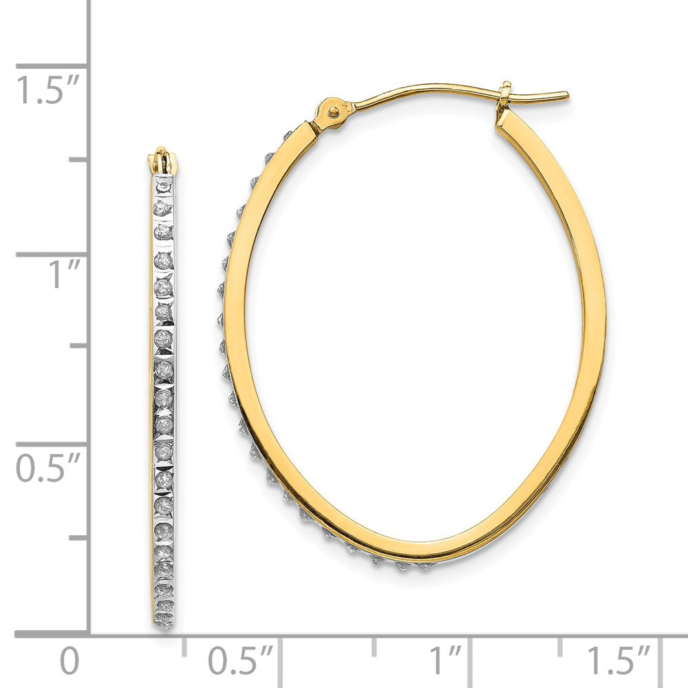 14K Gelbgold Diamant Fascination Oval Klappbar Creolen