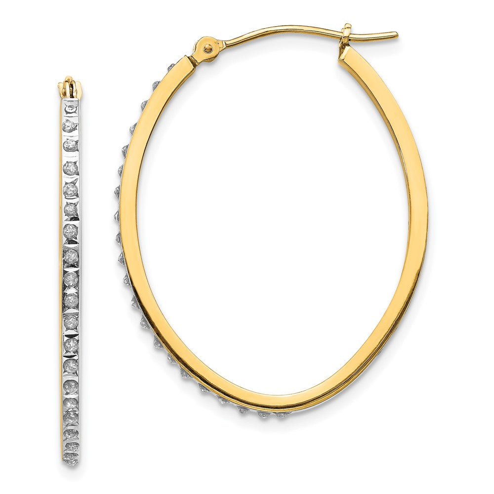 14K Gelbgold Diamant Fascination Oval Klappbar Creolen