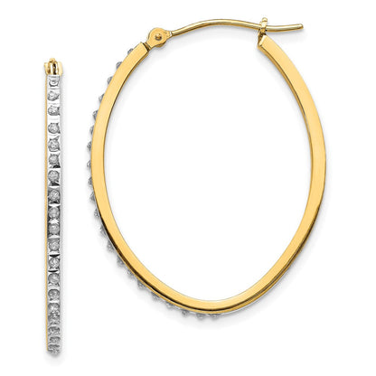 14K Gelbgold Diamant Fascination Oval Klappbar Creolen