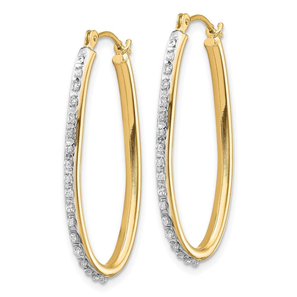 14K Gelbgold Diamant Fascination Oval Gedreht Creolen