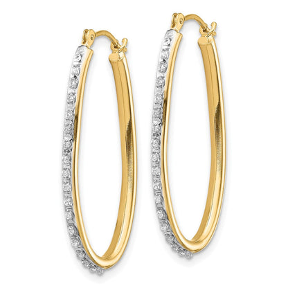 14K Gelbgold Diamant Fascination Oval Gedreht Creolen