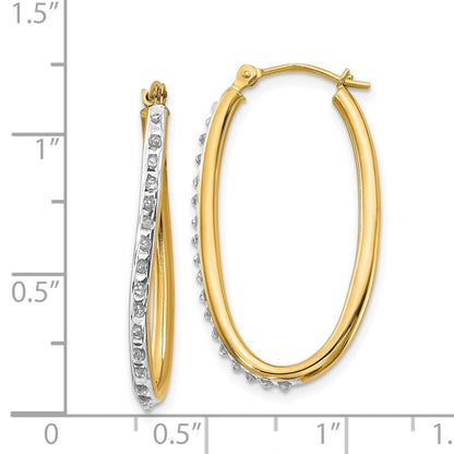 14K Gelbgold Diamant Fascination Oval Gedreht Creolen