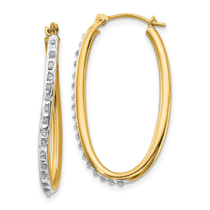 14K Gelbgold Diamant Fascination Oval Gedreht Creolen