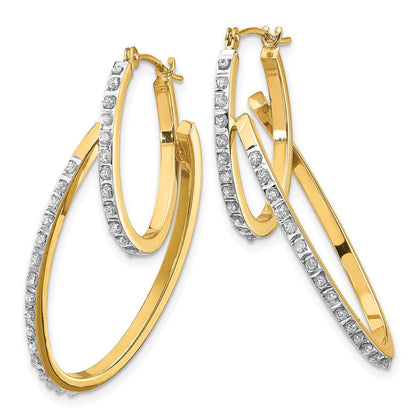 14K Gelbgold Diamant Fascination Klappbar Doppelt Creolen