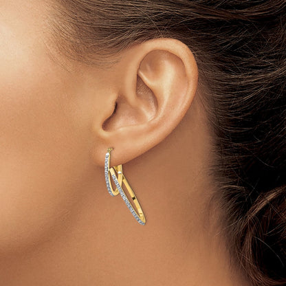 14K Gelbgold Diamant Fascination Klappbar Doppelt Creolen