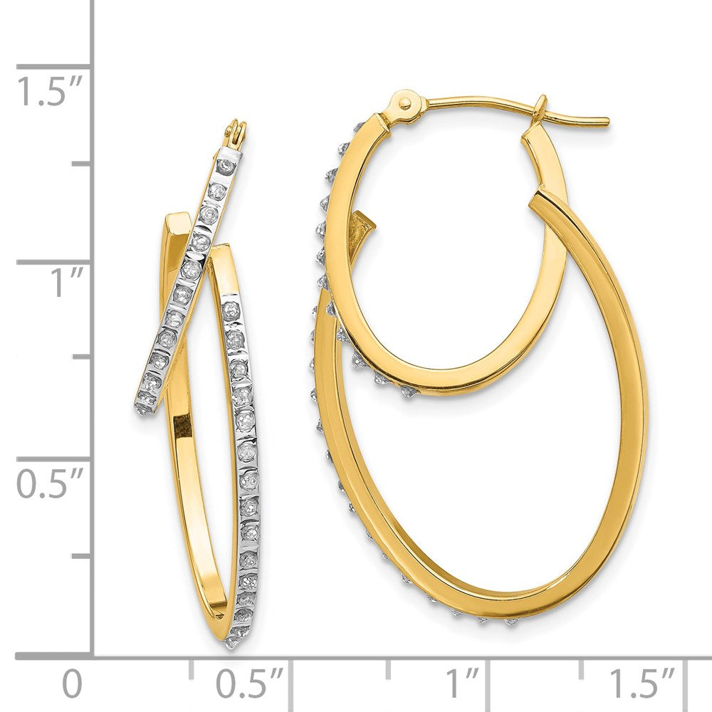 14K Gelbgold Diamant Fascination Klappbar Doppelt Creolen