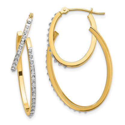 14K Gelbgold Diamant Fascination Klappbar Doppelt Creolen