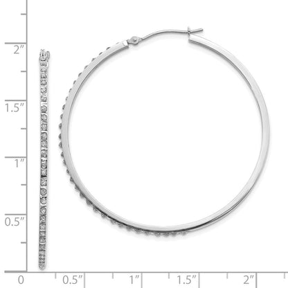 14K Weißgold Diamant Fascination Lg Rund Klappbar Creolen