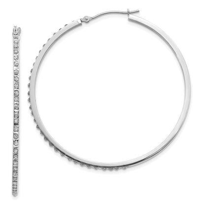14K Weißgold Diamant Fascination Lg Rund Klappbar Creolen