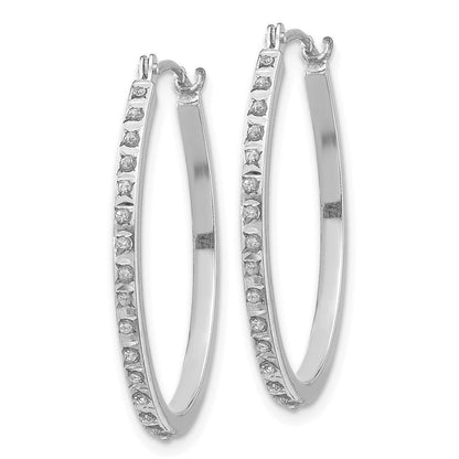 14K Weißgold Diamant Fascination Oval Klappbar Creolen