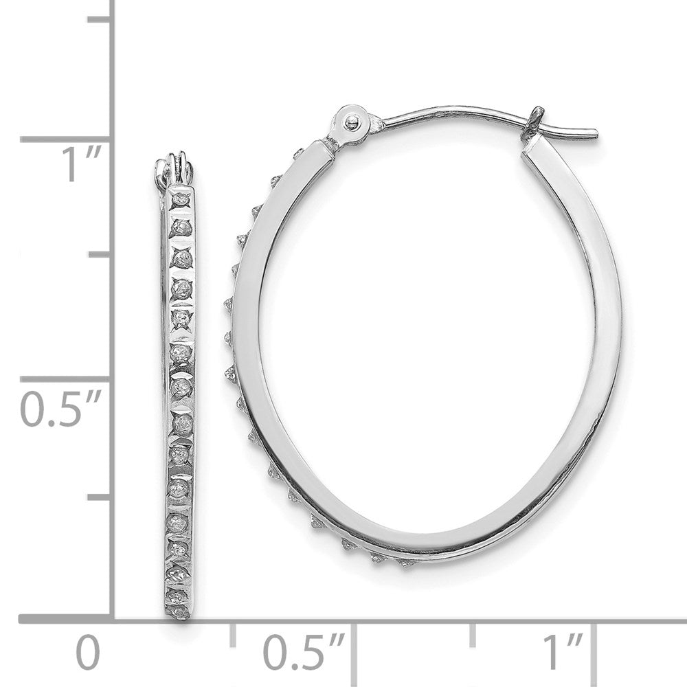 14K Weißgold Diamant Fascination Oval Klappbar Creolen