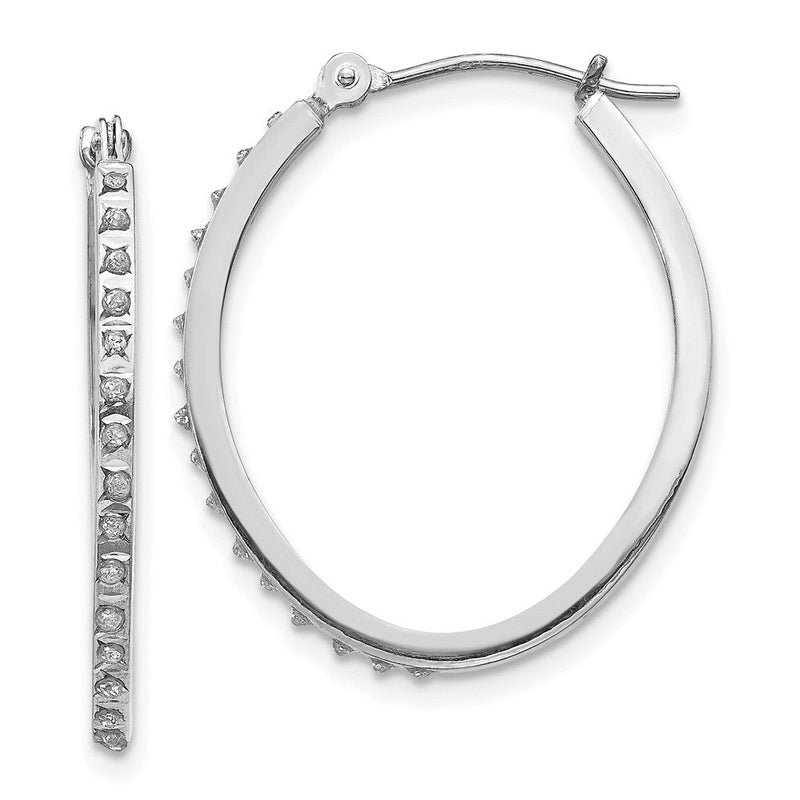 14K Weißgold Diamant Fascination Oval Klappbar Creolen