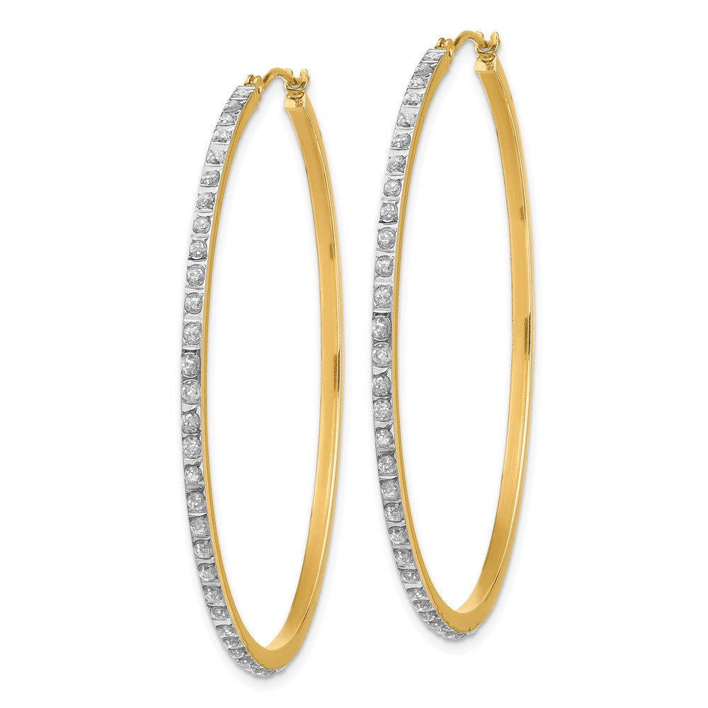 14K Gelbgold Diamant Fascination Groß Rund Klappbar Creolen
