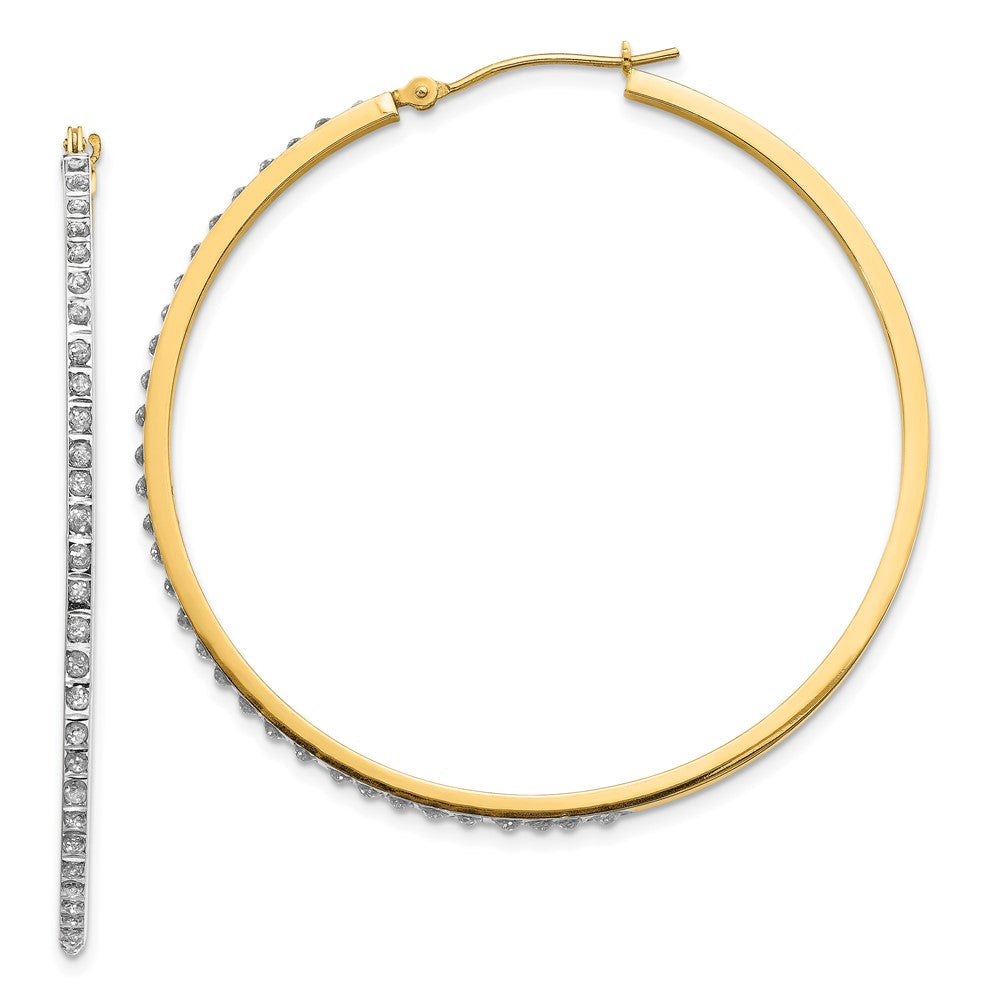 14K Gelbgold Diamant Fascination Groß Rund Klappbar Creolen