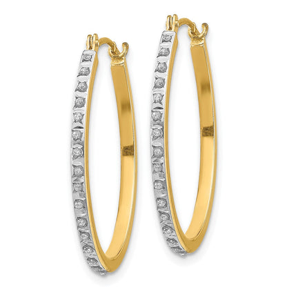 14K Gelbgold Diamant Fascination Oval Klappbar Creolen