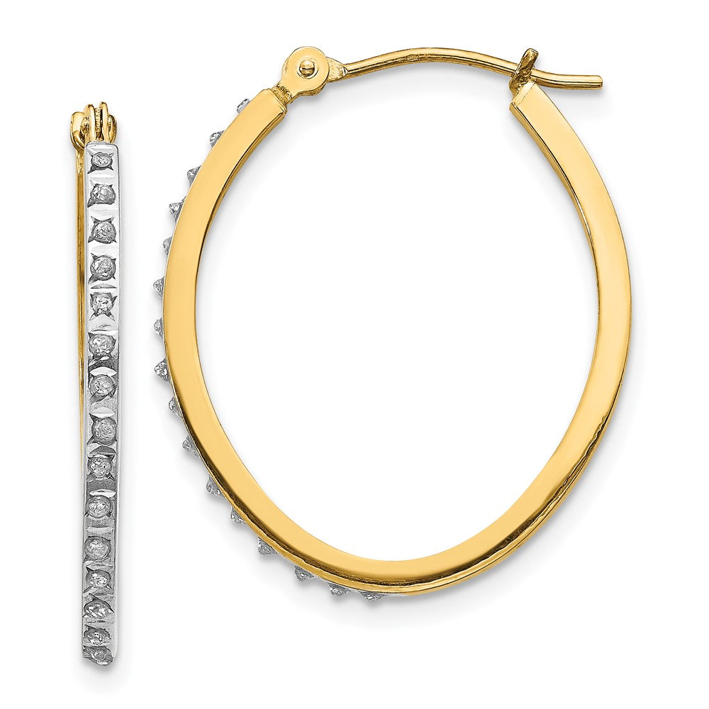 14K Gelbgold Diamant Fascination Oval Klappbar Creolen