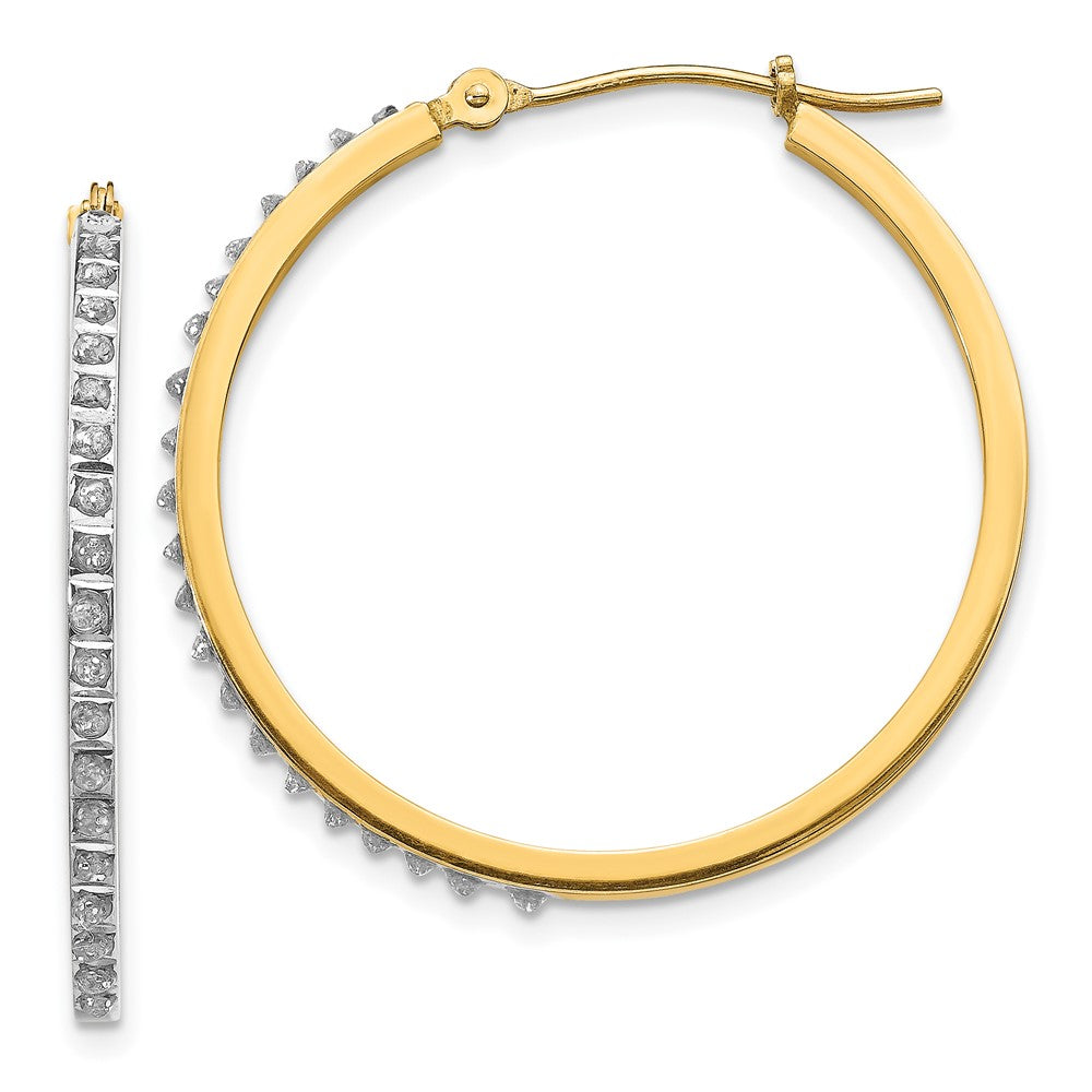 14K Gelbgold Diamant Fascination Rund Klappbar Creolen