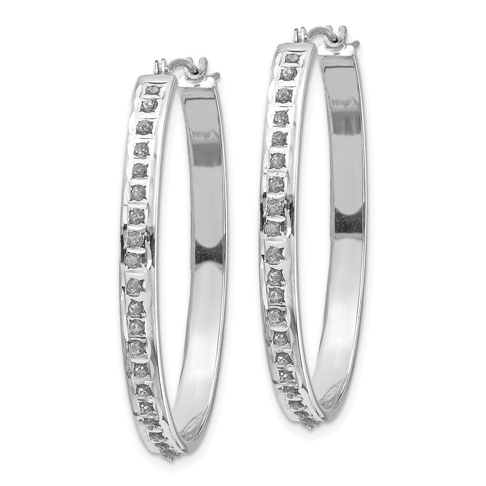 14K Weißgold Diamant Fascination Oval Klappbar Creolen
