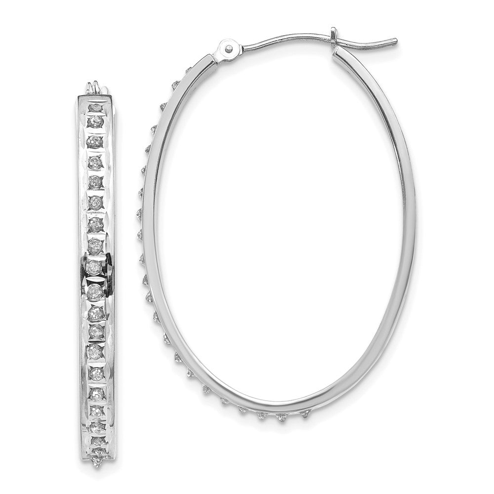 14K Weißgold Diamant Fascination Oval Klappbar Creolen