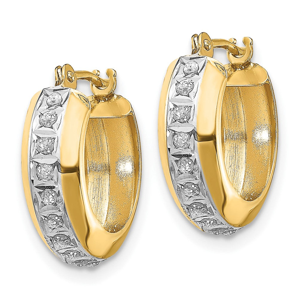 14K Gelbgold 14kdiamond Fascination Rund Huggy Klappbar Creolen