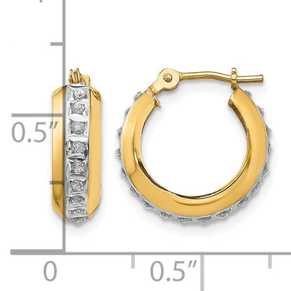 14K Gelbgold 14kdiamond Fascination Rund Huggy Klappbar Creolen