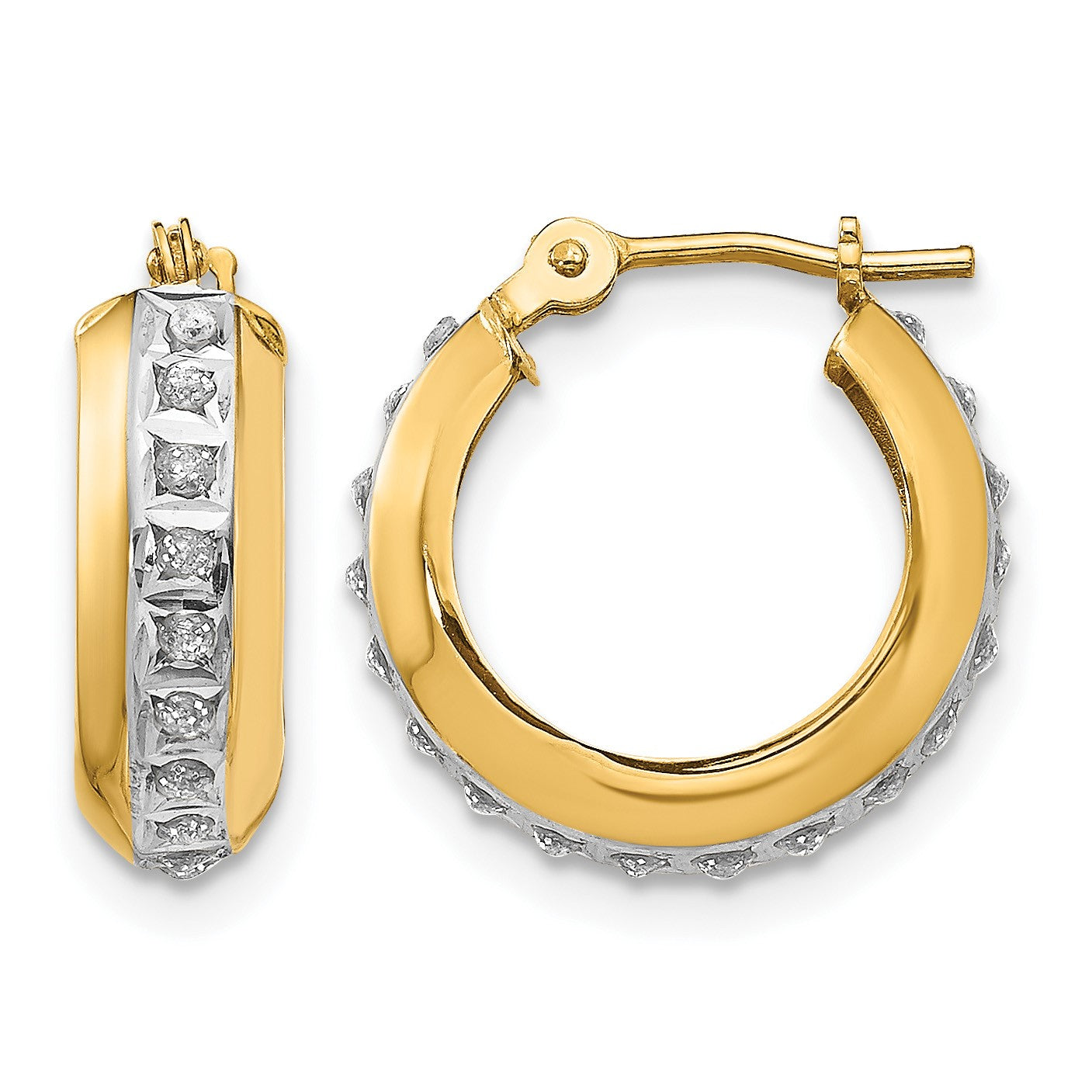 14K Gelbgold 14kdiamond Fascination Rund Huggy Klappbar Creolen