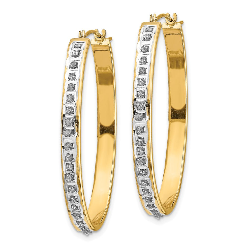14K Gelbgold Diamant Fascination Oval Klappbar Creolen