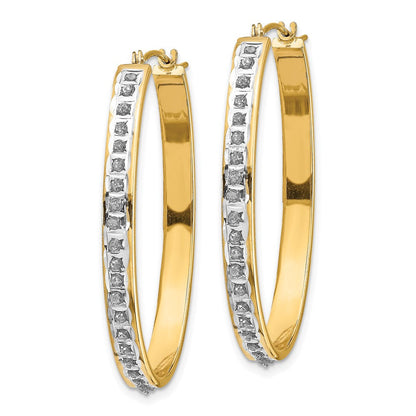 14K Gelbgold Diamant Fascination Oval Klappbar Creolen