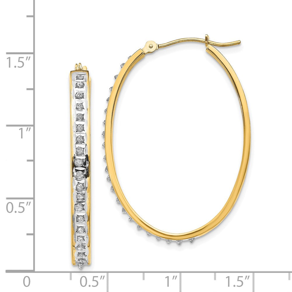 14K Gelbgold Diamant Fascination Oval Klappbar Creolen