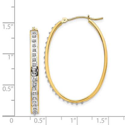 14K Gelbgold Diamant Fascination Oval Klappbar Creolen
