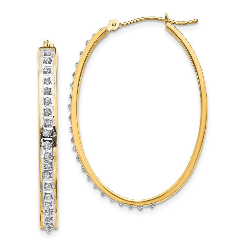 14K Gelbgold Diamant Fascination Oval Klappbar Creolen